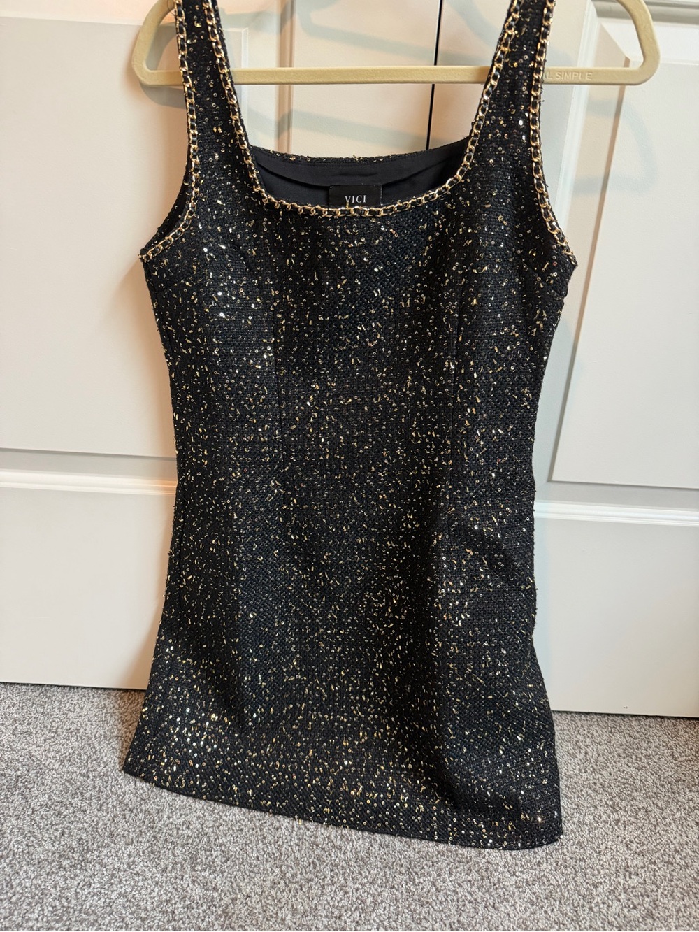 VICI Black Tweed Mini Dress with Gold Fleck